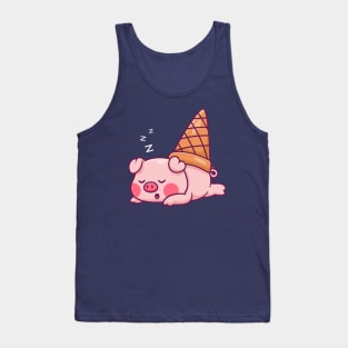 Cute Pig Ice Cream Sleeping Cartoon Tank Top